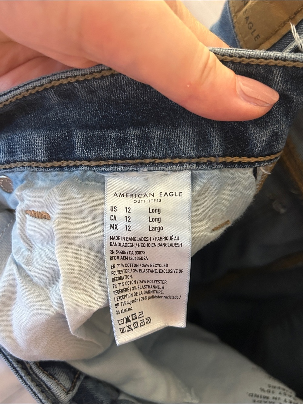 American Eagle Outfitters Women's Dark Blue High Rise Skinny Kick Jeans 12 LONG - Picture 4 of 5